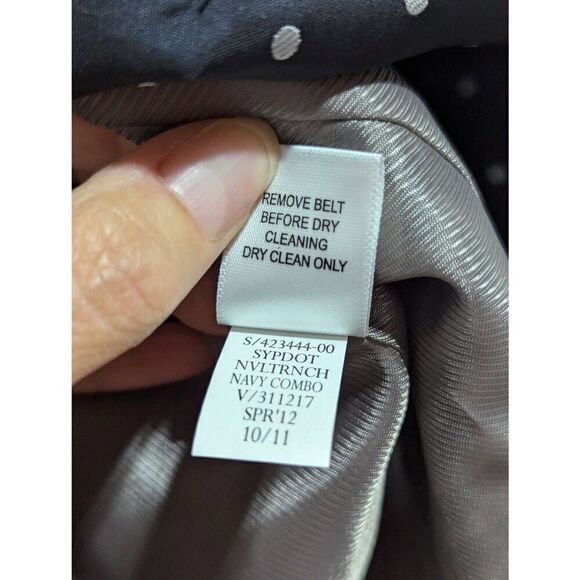 Banana Republic Women's Navy Blue & White Polka Dot Double Breasted Spring Coat - Picture 6 of 7